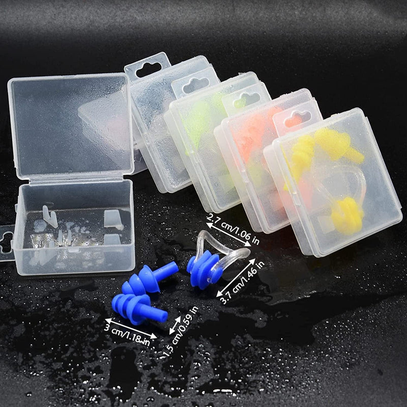 TXIN 6 Sets Swimming Earplugs and Nose Clips, Soft Silicone Ear Plugs Protectors, Non-Slip Surfing Nose Plugs, Reusable Waterproof Ear Nose Protection Swim Accessories for Adults, Mixed Colors Sporting Goods > Outdoor Recreation > Boating & Water Sports > Swimming TXIN   
