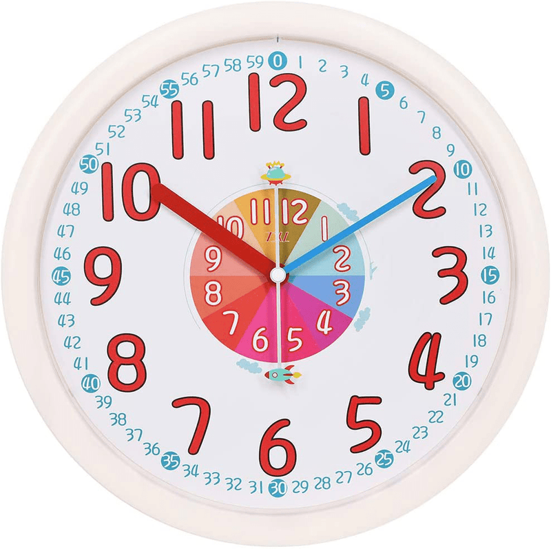 TXL Educational Kids Wall Clock, Battery Operated 12" Silent Non Ticking Time Teaching Wall Clocks Analog Read Learn Time for Teachers and Parents/Unisex Kid Room/Nursery Playroom/School(Beige) Home & Garden > Decor > Clocks > Wall Clocks TXL Beige  