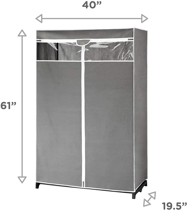 Type A Covered Garment Rack | Dust & Odor Proof | Gray & Clear | 40 x 19.5 x 61 in Furniture > Cabinets & Storage > Armoires & Wardrobes ‎Type A   