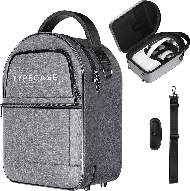 Typecase Carrying Case for Oculus Quest 2, Elite Strap & Quest 2 Accessories - Holds Controllers, Battery Packs, Link Cables & Face Covers - Protective Travel Case Compatible with Meta Quest 2 (Gray) Sporting Goods > Outdoor Recreation > Winter Sports & Activities typecase Space Gray  