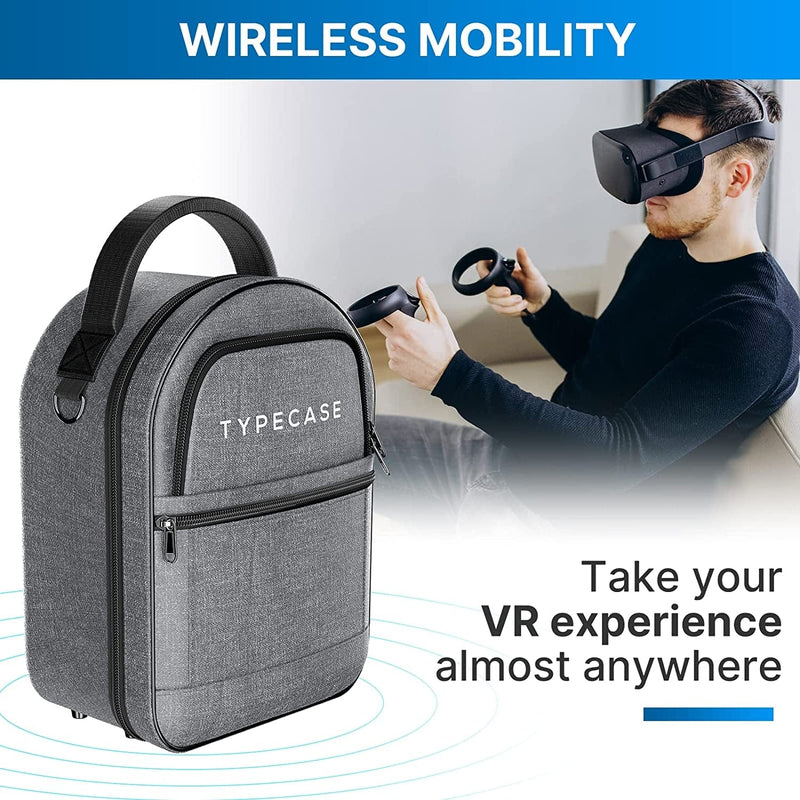 Typecase Carrying Case for Oculus Quest 2, Elite Strap & Quest 2 Accessories - Holds Controllers, Battery Packs, Link Cables & Face Covers - Protective Travel Case Compatible with Meta Quest 2 (Gray)