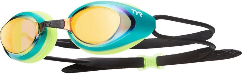 TYR Adult Blackhawk Racing Mirrored Swim Goggles Sporting Goods > Outdoor Recreation > Boating & Water Sports > Swimming > Swim Goggles & Masks TYR Gold/Green Fluorescent Yellow One Size 