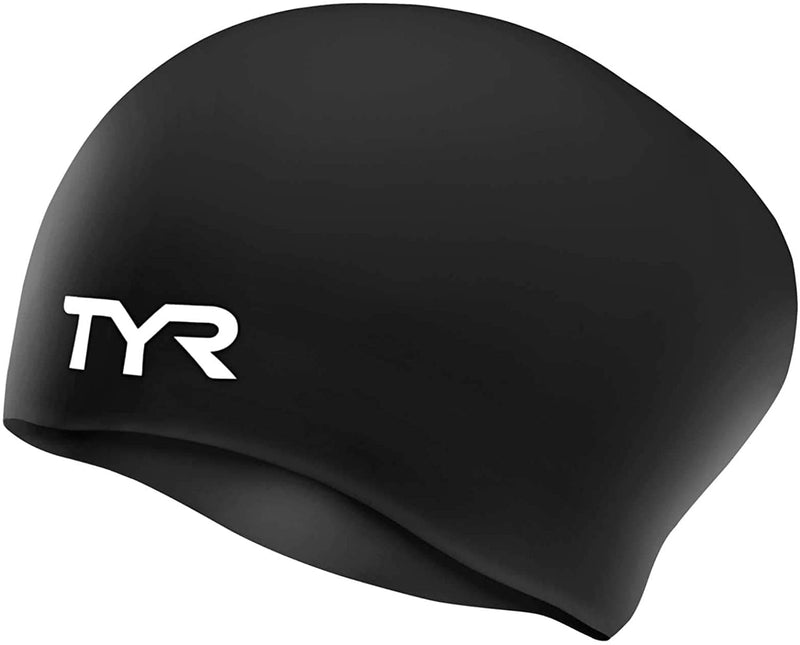 TYR Adult Long Hair Wrinkle-Free Silicone Swim Cap Sporting Goods > Outdoor Recreation > Boating & Water Sports > Swimming > Swim Caps TYR Black  