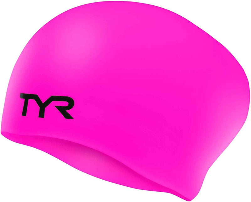TYR Adult Long Hair Wrinkle-Free Silicone Swim Cap Sporting Goods > Outdoor Recreation > Boating & Water Sports > Swimming > Swim Caps TYR Pink  