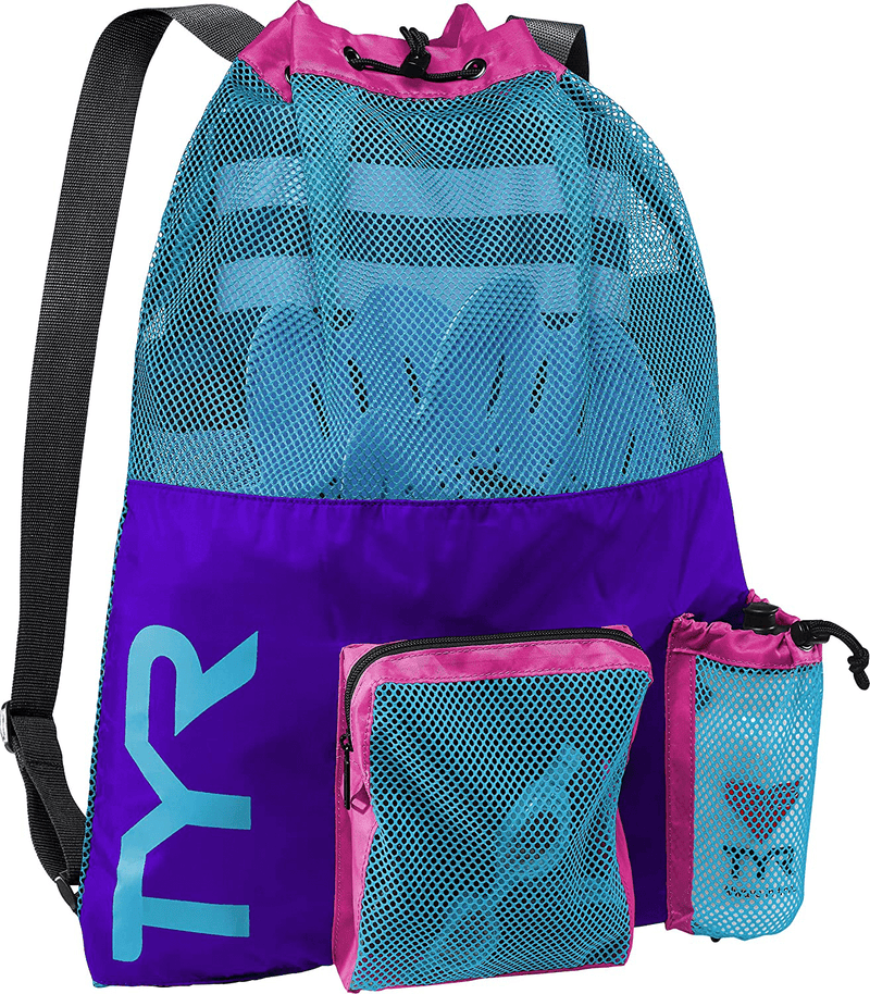 TYR Big Mesh Mummy Backpack For Wet Swimming, Gym, and Workout Gear