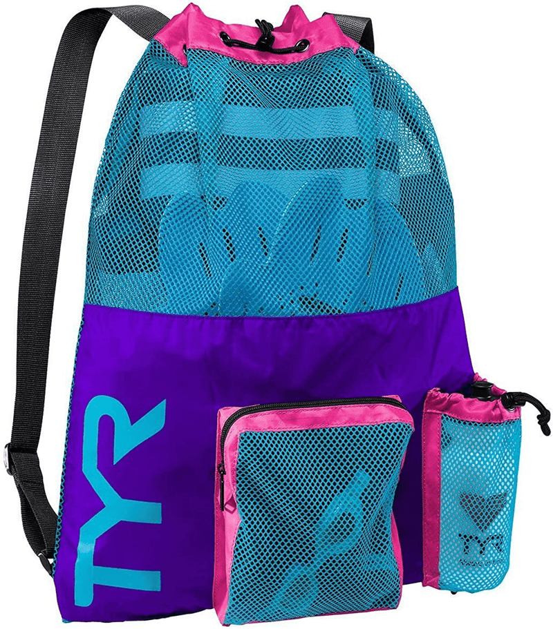 TYR Big Mesh Mummy Backpack For Wet Swimming, Gym, and Workout Gear