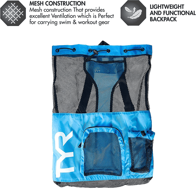 TYR Big Mesh Mummy Backpack For Wet Swimming, Gym, and Workout Gear Sporting Goods > Outdoor Recreation > Boating & Water Sports > Swimming TYR   