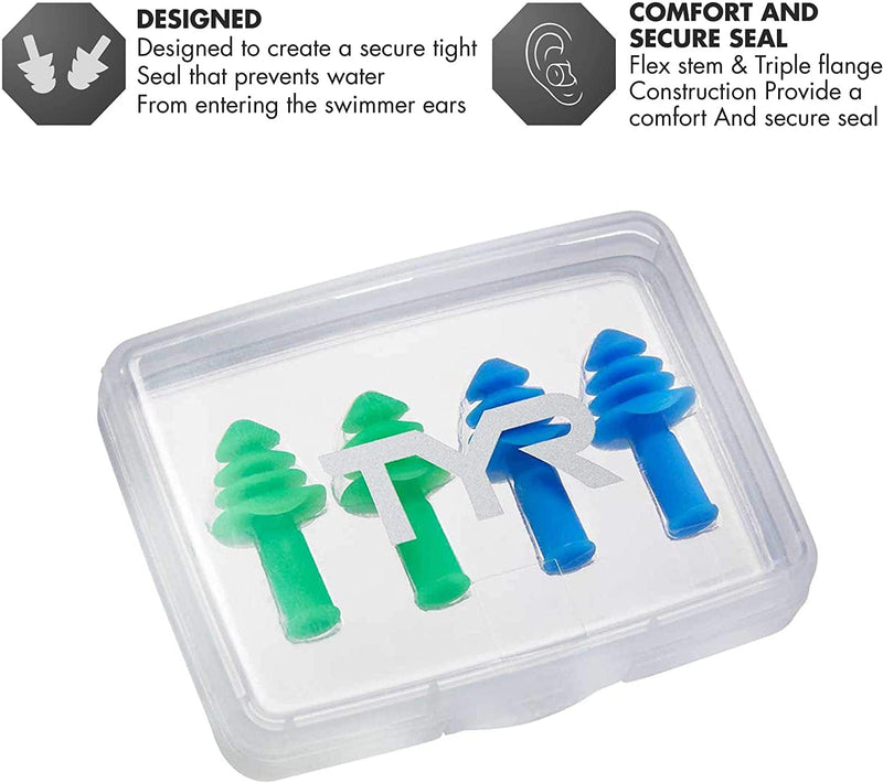 TYR Ergo Flex Ear Plugs - 4 Pack (2 Pairs) Sporting Goods > Outdoor Recreation > Boating & Water Sports > Swimming TYR   