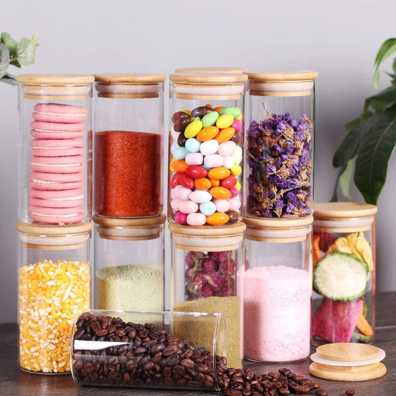 Tzerotone 12 Pcs Glass Spice Jars - 8.5Oz Empty Small Glass Bottles with Bamboo Airtight Lids and Labels - Thicken Seasoning Spice Containers for Kitchen Organization and Storage… Home & Garden > Decor > Decorative Jars Tzerotone   