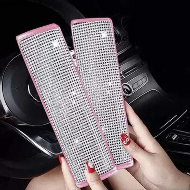 U&M 4 Packs Bling Bling Seat Belt Shoulder Pads, Luster Crystal Car Seatbelt Covers Diamond Car Decor Accessories for Women (Silver) (Pink) Sporting Goods > Outdoor Recreation > Winter Sports & Activities U&M   