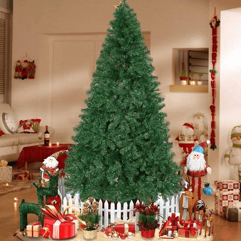 U-miss 7.5ft Artificial Holiday Christmas Tree for Home, Office, Party Decoration, more than 1,450 Tips, Easy Assembly, Metal Foldable Base