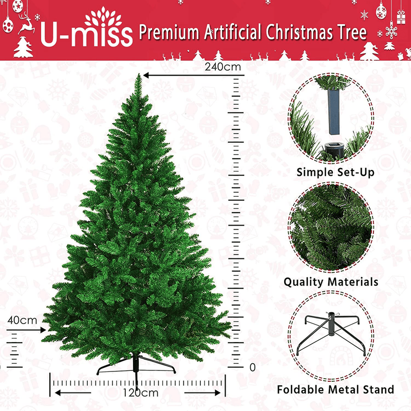 U-miss 7.5ft Artificial Holiday Christmas Tree for Home, Office, Party Decoration, more than 1,450 Tips, Easy Assembly, Metal Foldable Base Home & Garden > Decor > Seasonal & Holiday Decorations > Christmas Tree Stands U-miss   