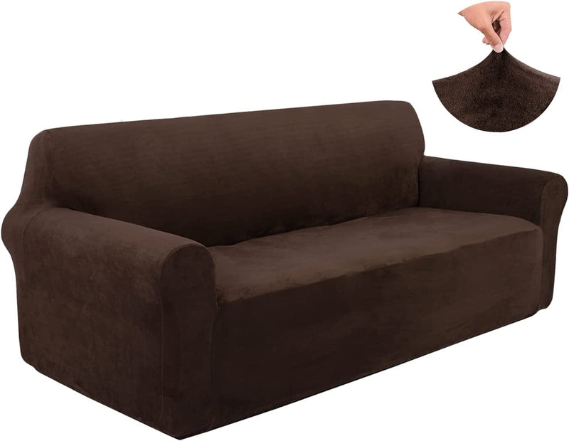 U-NICE HOME Velvet Sofa Covers Couch Cover for 3 Cushion Couch Sofa Stretch Couch Cover Furniture Protector Sofa Slipcovers Couch Cover for Dogs (Sofa, Black) Home & Garden > Decor > Chair & Sofa Cushions U-NICE HOME Coffee XL Large 