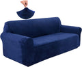 U-NICE HOME Velvet Sofa Covers Couch Cover for 3 Cushion Couch Sofa Stretch Couch Cover Furniture Protector Sofa Slipcovers Couch Cover for Dogs (Sofa, Black) Home & Garden > Decor > Chair & Sofa Cushions U-NICE HOME Navy Large 