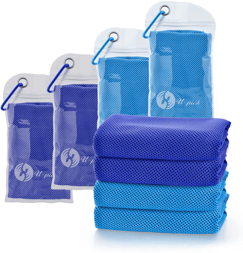U-pick 4 Packs Cooling Towel (40"x 12"),Ice Towel,Microfiber Towel,Soft Breathable Chilly Towel for Yoga,Sport,Gym,Workout,Camping,Fitness,Running,Workout & More Activities Sporting Goods > Outdoor Recreation > Winter Sports & Activities CM Ltd Co. Dark Blue/Dark Blue/Blue/Blue  