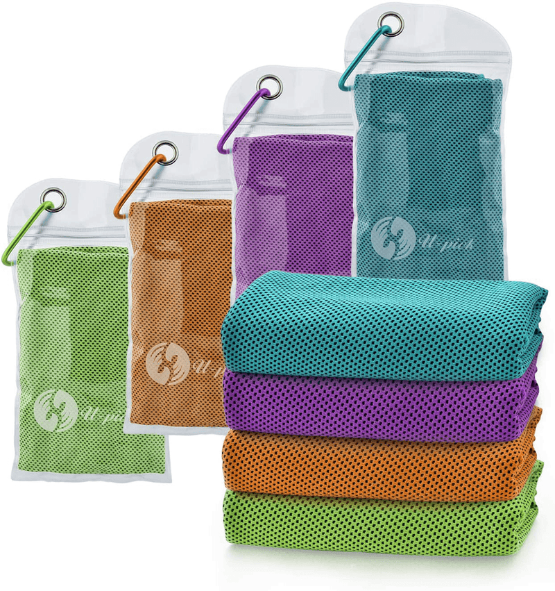 U-pick 4 Packs Cooling Towel (40"x 12"),Ice Towel,Microfiber Towel,Soft Breathable Chilly Towel for Yoga,Sport,Gym,Workout,Camping,Fitness,Running,Workout & More Activities