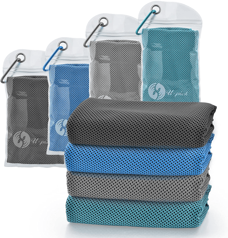 U-pick 4 Packs Cooling Towel (40"x 12"),Ice Towel,Microfiber Towel,Soft Breathable Chilly Towel for Yoga,Sport,Gym,Workout,Camping,Fitness,Running,Workout & More Activities Sporting Goods > Outdoor Recreation > Winter Sports & Activities CM Ltd Co. Dark Grey/Blue/Grey/Lake Blue  