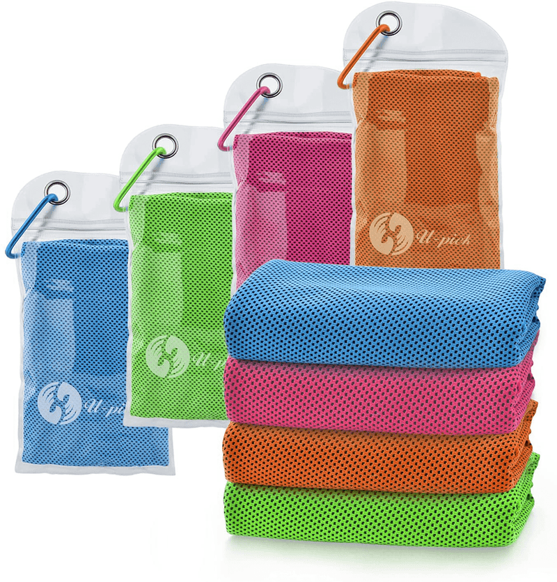 U-pick 4 Packs Cooling Towel (40"x 12"),Ice Towel,Microfiber Towel,Soft Breathable Chilly Towel for Yoga,Sport,Gym,Workout,Camping,Fitness,Running,Workout & More Activities Sporting Goods > Outdoor Recreation > Winter Sports & Activities CM Ltd Co. Blue/Green/Pink/Orange  