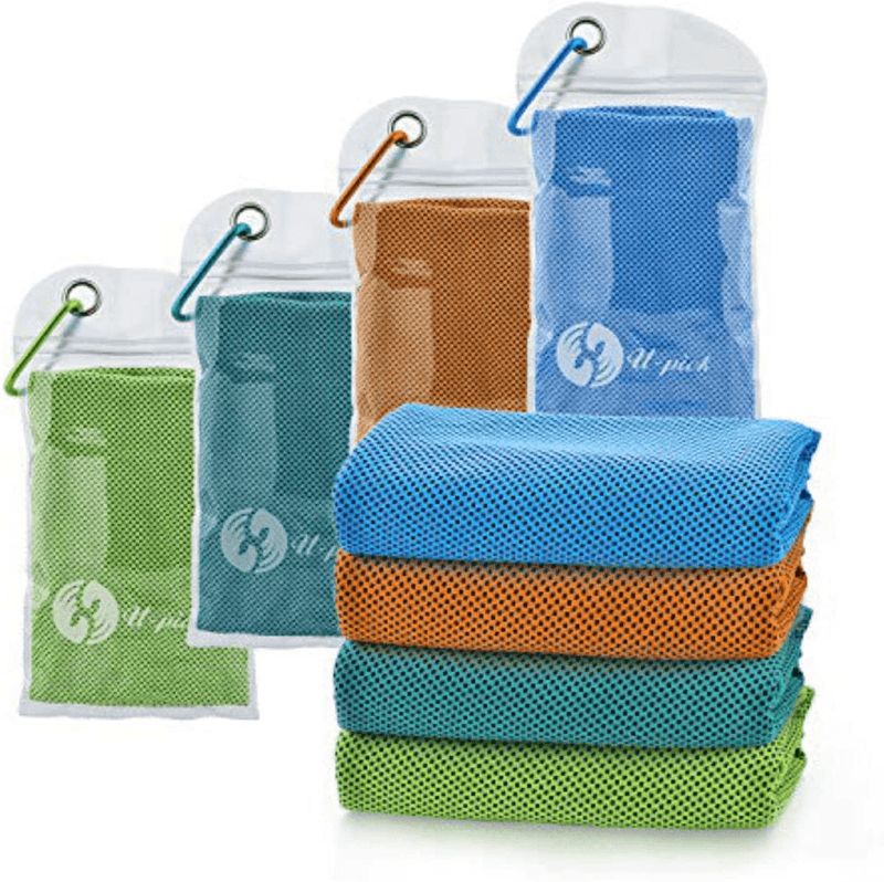 U-pick 4 Packs Cooling Towel (40"x 12"),Ice Towel,Microfiber Towel,Soft Breathable Chilly Towel for Yoga,Sport,Gym,Workout,Camping,Fitness,Running,Workout & More Activities Sporting Goods > Outdoor Recreation > Winter Sports & Activities CM Ltd Co. Green/Lake Blue/Orange/Blue  
