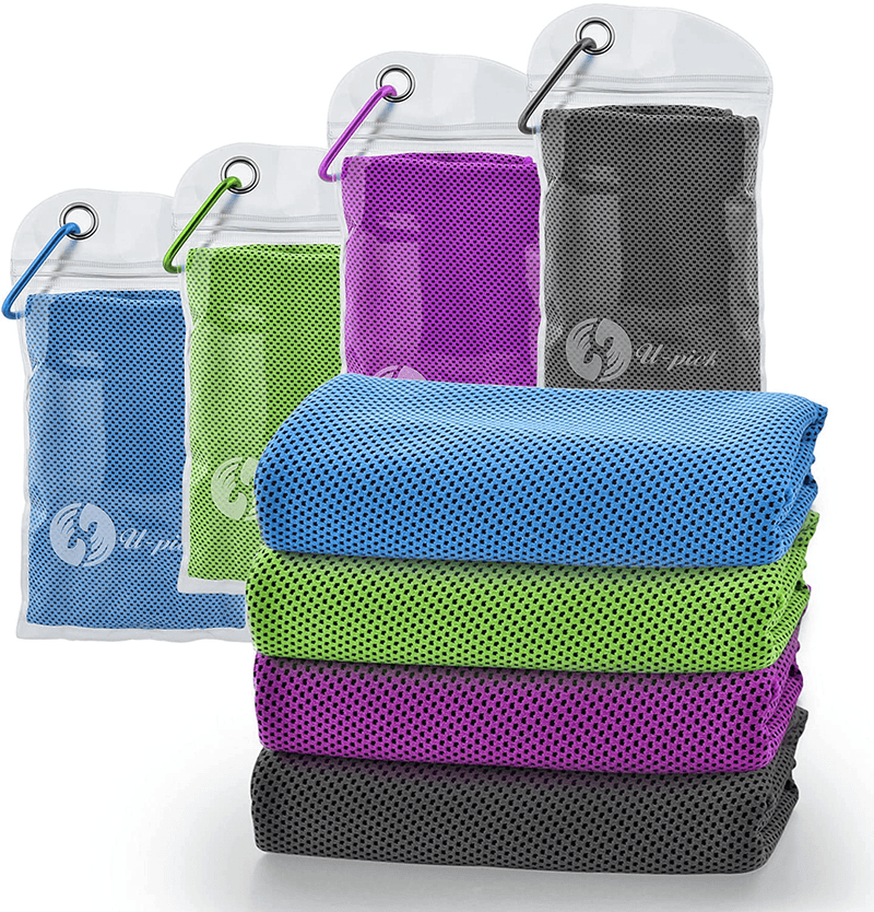 U-pick 4 Packs Cooling Towel (40"x 12"),Ice Towel,Microfiber Towel,Soft Breathable Chilly Towel for Yoga,Sport,Gym,Workout,Camping,Fitness,Running,Workout & More Activities Sporting Goods > Outdoor Recreation > Winter Sports & Activities CM Ltd Co. Blue/Green/Purple/Dark Grey  