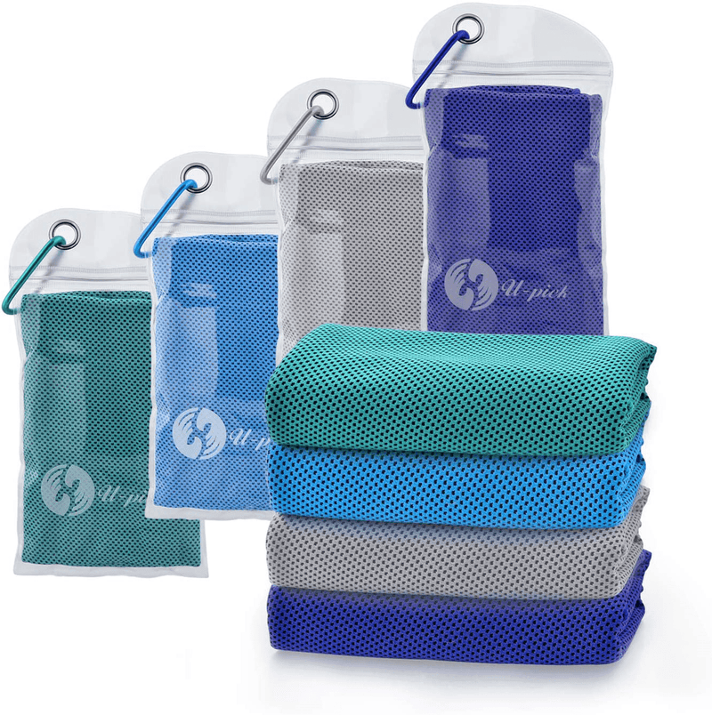 U-pick 4 Packs Cooling Towel (40"x 12"),Ice Towel,Microfiber Towel,Soft Breathable Chilly Towel for Yoga,Sport,Gym,Workout,Camping,Fitness,Running,Workout & More Activities