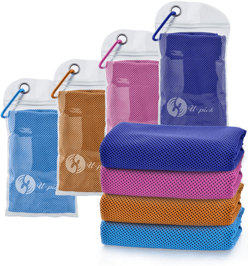 U-pick 4 Packs Cooling Towel (40"x 12"),Ice Towel,Microfiber Towel,Soft Breathable Chilly Towel for Yoga,Sport,Gym,Workout,Camping,Fitness,Running,Workout & More Activities Sporting Goods > Outdoor Recreation > Winter Sports & Activities CM Ltd Co. Blue/Orange/Pink/Dark Blue  