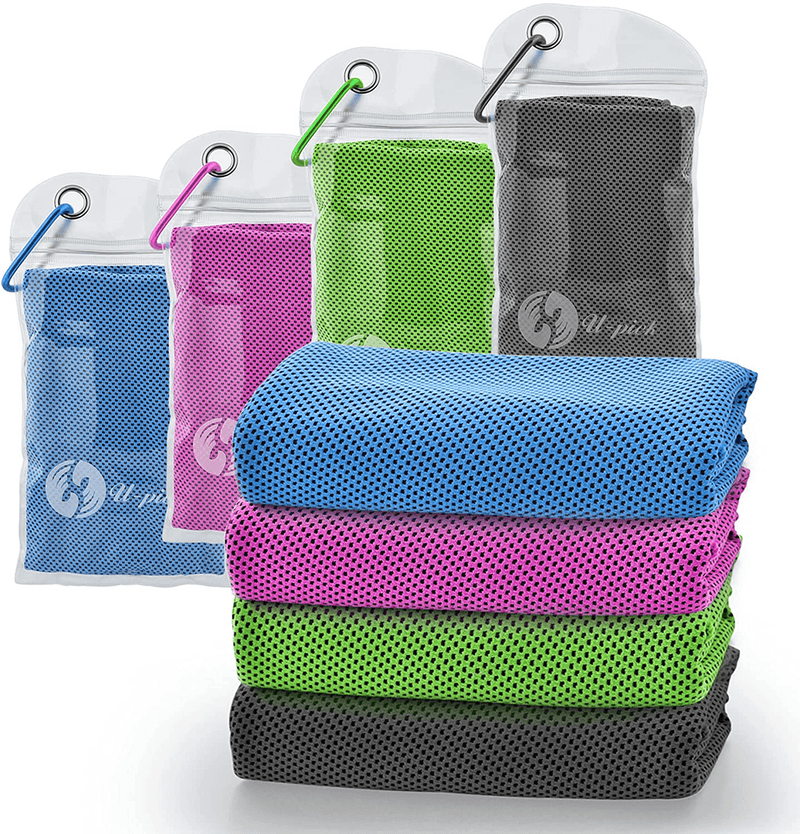 U-pick 4 Packs Cooling Towel (40"x 12"),Ice Towel,Microfiber Towel,Soft Breathable Chilly Towel for Yoga,Sport,Gym,Workout,Camping,Fitness,Running,Workout & More Activities Sporting Goods > Outdoor Recreation > Winter Sports & Activities CM Ltd Co. Blue/Pink/Green/Dark Grey  