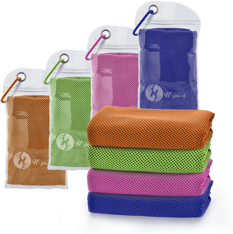 U-pick 4 Packs Cooling Towel (40"x 12"),Ice Towel,Microfiber Towel,Soft Breathable Chilly Towel for Yoga,Sport,Gym,Workout,Camping,Fitness,Running,Workout & More Activities Sporting Goods > Outdoor Recreation > Winter Sports & Activities CM Ltd Co. Orange/Green/Pink/Dark Blue  