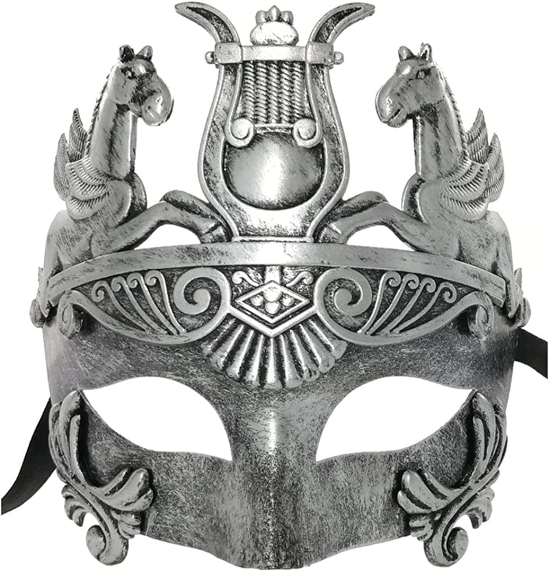 Ubauta Masculine Greek & Roman Soldier Masquerade Mask for Men Venetian Mask Home & Garden > Decor > Artwork > Posters, Prints, & Visual Artwork Ubauta Silver Roman Mask  