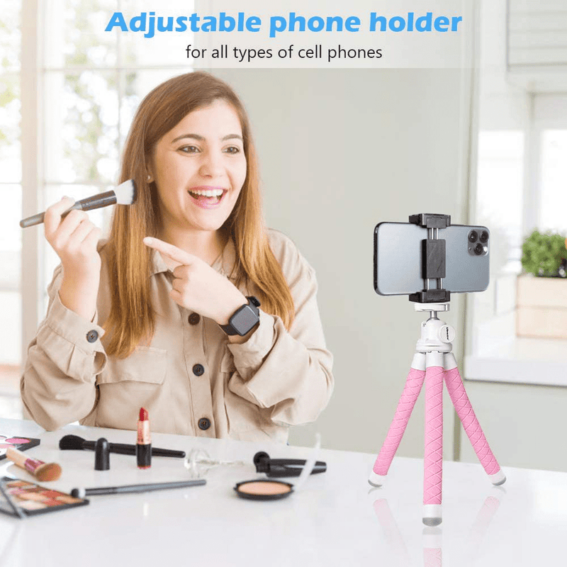 UBeesize Phone Tripod, Portable and Flexible Tripod with Wireless Remote and Universal Clip, Compatible with All Cell Phones/ Cameras, Cell Phone Tripod Stand for Video Recording(Pink) Cameras & Optics > Camera & Optic Accessories > Camera Parts & Accessories UBeesize   