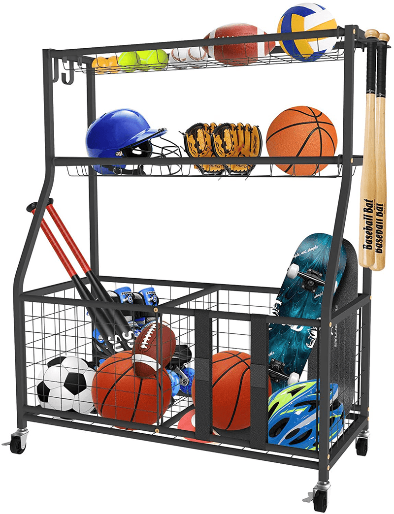 Uboway Sports Equipment Storage Rack: Garage Basketball Organizer for Ball Outdoor Cart(Upgrade) Sporting Goods > Outdoor Recreation > Winter Sports & Activities Uboway Default Title  