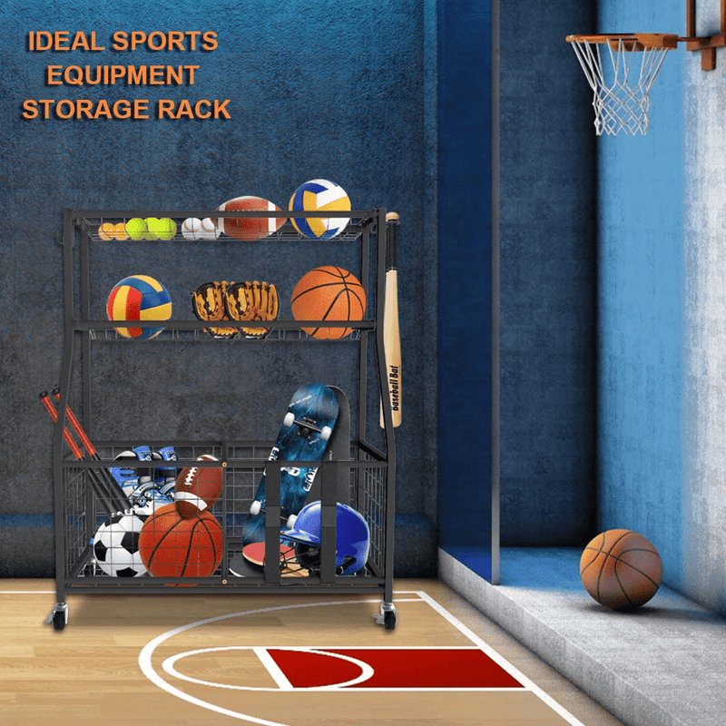 Uboway Sports Equipment Storage Rack: Garage Basketball Organizer for Ball Outdoor Cart(Upgrade) Sporting Goods > Outdoor Recreation > Winter Sports & Activities Uboway   