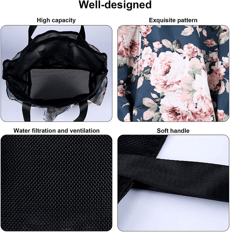 UCOMELY Mesh Shower Caddy Basket with 6 Storage Pockets , Toiletry Bathroom Accessories, Portable & Quick Drying Hanging Tote Bag for College Dorm, Travel, Gym & Camping, Cleaning Supplies, Black