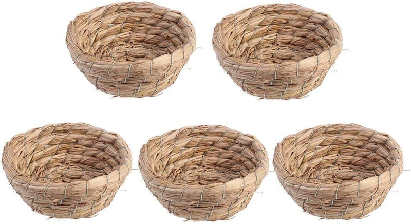 UEETEK 5Pcs Bird Natural Woven Grass Hut Nest- Small Animal Handmade Craft Straw Bed House, Bird Cage Accessories for Parakeets and Other Small Birds Animals & Pet Supplies > Pet Supplies > Bird Supplies > Bird Cages & Stands UEETEK   