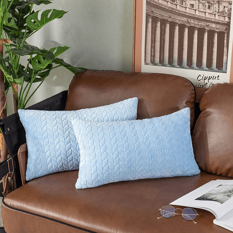 UGASA Velvet Soft Solid Decorative Square Throw Pillow Covers Cushion Case for Sofa Bedroom, 2 Packs, 18X18Inch (45X45Cm), Cream Home & Garden > Decor > Chair & Sofa Cushions UGS UGASA Angel Falls Blue 12"x20" 