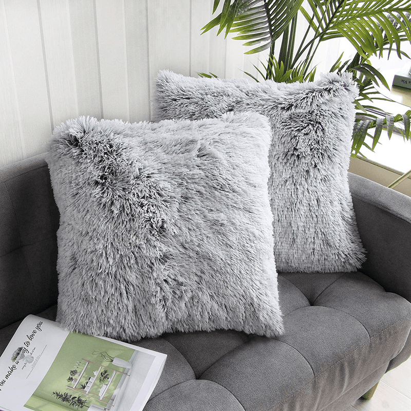 Uhomy 2 Packs Home Decorative Luxury Series Super Soft Faux Fur Throw Pillow Cover Cushion Case for Sofa or Bed Gray Ombre 20X20 Inch 50X50 Cm Home & Garden > Decor > Chair & Sofa Cushions Uhomy Gray Ombre 2 pieces, 18"*18" 