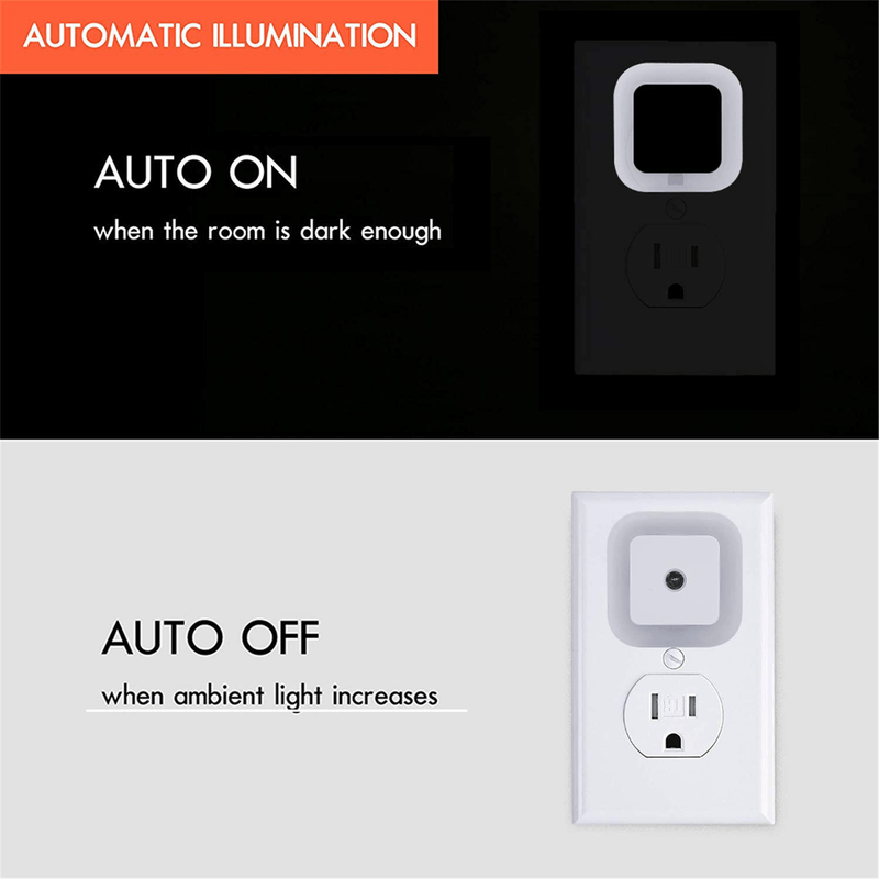 Uigos LED Night Light Lamp with Smart Sensor Dusk to Dawn Sensor, Daylight White, 0.5W Plug-in, 6-Pack