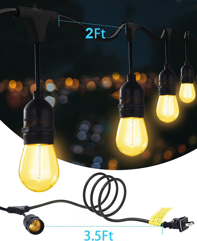 UL Listed 52FT Shatterproof Outdoor LED String Lights 2FT Spacing with 26 Plastic Bulbs (2 Spare), SUPERDANNY Hanging Lights String 24 Sockets, Decorative Patio Lights for Backyard Garden Party Bistro Home & Garden > Lighting > Light Ropes & Strings SUPERDANNY   