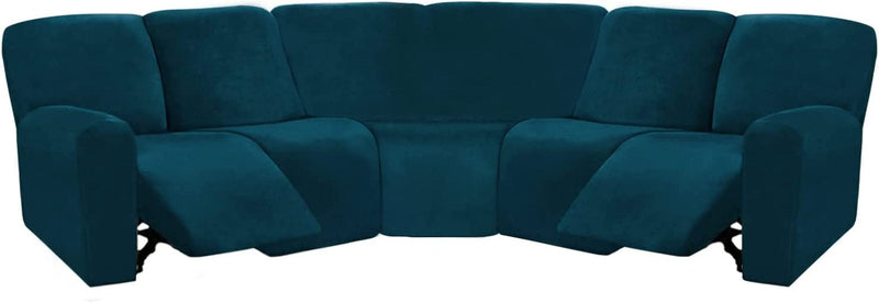 ULTICOR 7-Piece L Shape Sectional Recliner Sofa Covers, Velvet Stretch Reclining Couch Covers for Reclining L Shape Sofa, Thick, Soft, Washable (Light Gray, L Shape 5 Seat Recliner Cover) Home & Garden > Decor > Chair & Sofa Cushions ULTICOR Deep Teal 5 Seat L Shape 5 Seat Recliner Cover 