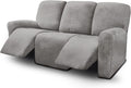 ULTICOR 8-Pieces Recliner Sofa Covers Velvet Stretch Reclining Couch Covers for 3 Cushion Reclining Sofa Slipcovers Furniture Covers Thick Soft Washable (Black) Home & Garden > Decor > Chair & Sofa Cushions ULTICOR Light Grey  