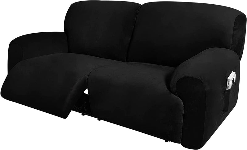 ULTICOR Extra Wide 75" - 100", Reclining 2 Seater Sofa, Extra Wide Reclining Love Seat Slipcover, 6-Piece Velvet Stretch, Reclining Sofa Covers, Thick, Soft, Washable (Chocolate) Home & Garden > Decor > Chair & Sofa Cushions ULTICOR Black  