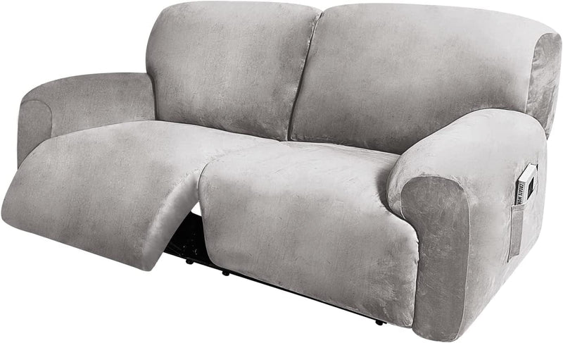 ULTICOR Extra Wide 75" - 100", Reclining 2 Seater Sofa, Extra Wide Reclining Love Seat Slipcover, 6-Piece Velvet Stretch, Reclining Sofa Covers, Thick, Soft, Washable (Chocolate) Home & Garden > Decor > Chair & Sofa Cushions ULTICOR Light Grey  