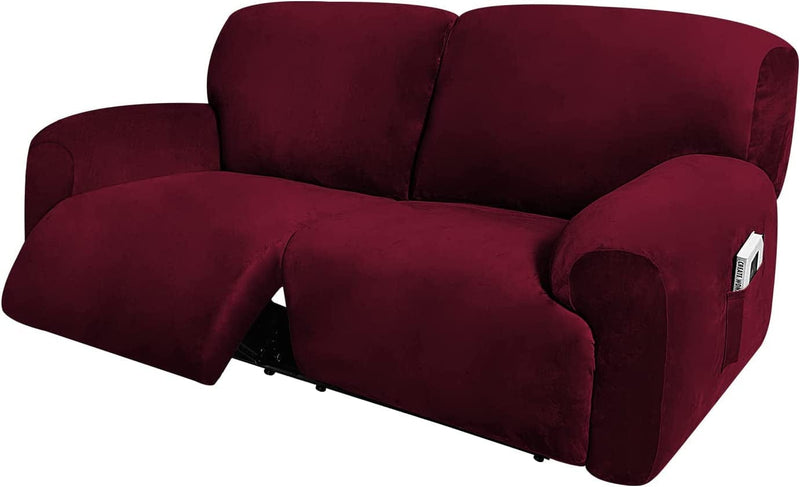 ULTICOR Extra Wide 75" - 100", Reclining 2 Seater Sofa, Extra Wide Reclining Love Seat Slipcover, 6-Piece Velvet Stretch, Reclining Sofa Covers, Thick, Soft, Washable (Chocolate) Home & Garden > Decor > Chair & Sofa Cushions ULTICOR Burgundy - Wine  