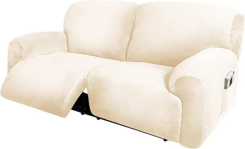 ULTICOR Extra Wide 75" - 100", Reclining 2 Seater Sofa, Extra Wide Reclining Love Seat Slipcover, 6-Piece Velvet Stretch, Reclining Sofa Covers, Thick, Soft, Washable (Chocolate) Home & Garden > Decor > Chair & Sofa Cushions ULTICOR Ivory  