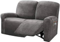 ULTICOR Reclining Love Seat Slipcover, 48" - 65" L, 6-Piece Velvet Stretch Loveseat Reclining Sofa Covers, 2 Seat Love Seat Recliner Cover, Thick, Soft, Washable (Dark Grey)