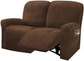ULTICOR Reclining Love Seat Slipcover, 48" - 65" L, 6-Piece Velvet Stretch Loveseat Reclining Sofa Covers, 2 Seat Love Seat Recliner Cover, Thick, Soft, Washable (Dark Grey) Home & Garden > Decor > Chair & Sofa Cushions ULTICOR Chocolate  