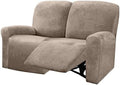 ULTICOR Reclining Love Seat Slipcover, 48" - 65" L, 6-Piece Velvet Stretch Loveseat Reclining Sofa Covers, 2 Seat Love Seat Recliner Cover, Thick, Soft, Washable (Dark Grey) Home & Garden > Decor > Chair & Sofa Cushions ULTICOR Taupe  