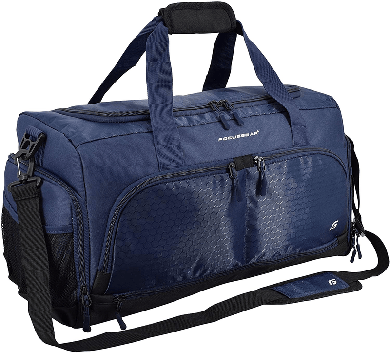 Ultimate Gym Bag 2.0: The Durable Crowdsource Designed Duffel Bag with 10 Optimal Compartments Including Water Resistant Pouch (Black, Medium (20")) Home & Garden > Household Supplies > Storage & Organization FocusGear Blue Medium (20") 