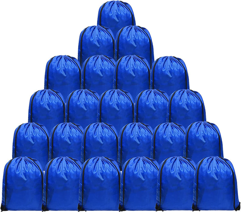 Ultraoutlet 24 Pack Nylon Drawstring Backpack Cinch Sacks Goodie Bags in Bulk for Soccer Kids Men Women Gym Sack Multi Colors Home & Garden > Household Supplies > Storage & Organization UltraOutlet Royal Blue  