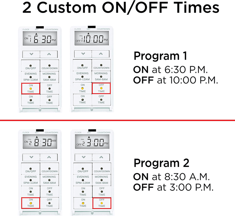 UltraPro 24-Hour Digital in-Wall, Easy-to-Program Timer, Daily presets, to-The-Minute Countdown, ON/Off Override Button, Automatic Lighting Schedule – 40955, 1 Pack, White